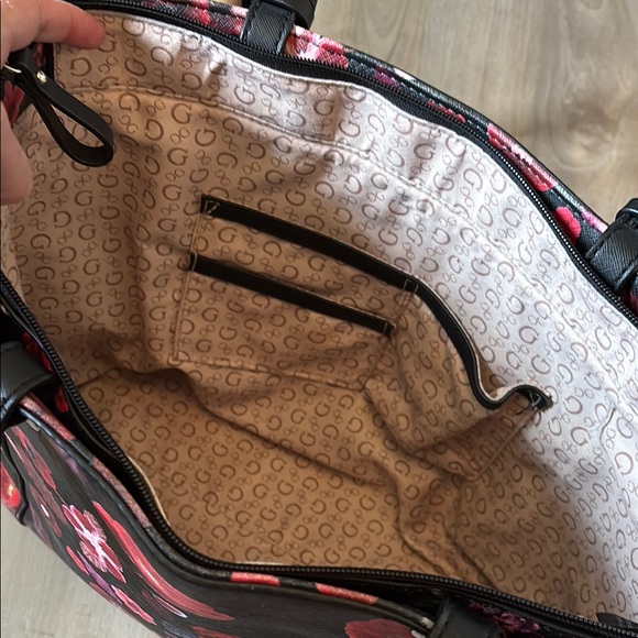 GUESS Black and Red Floral Tote - Picture 7 of 8